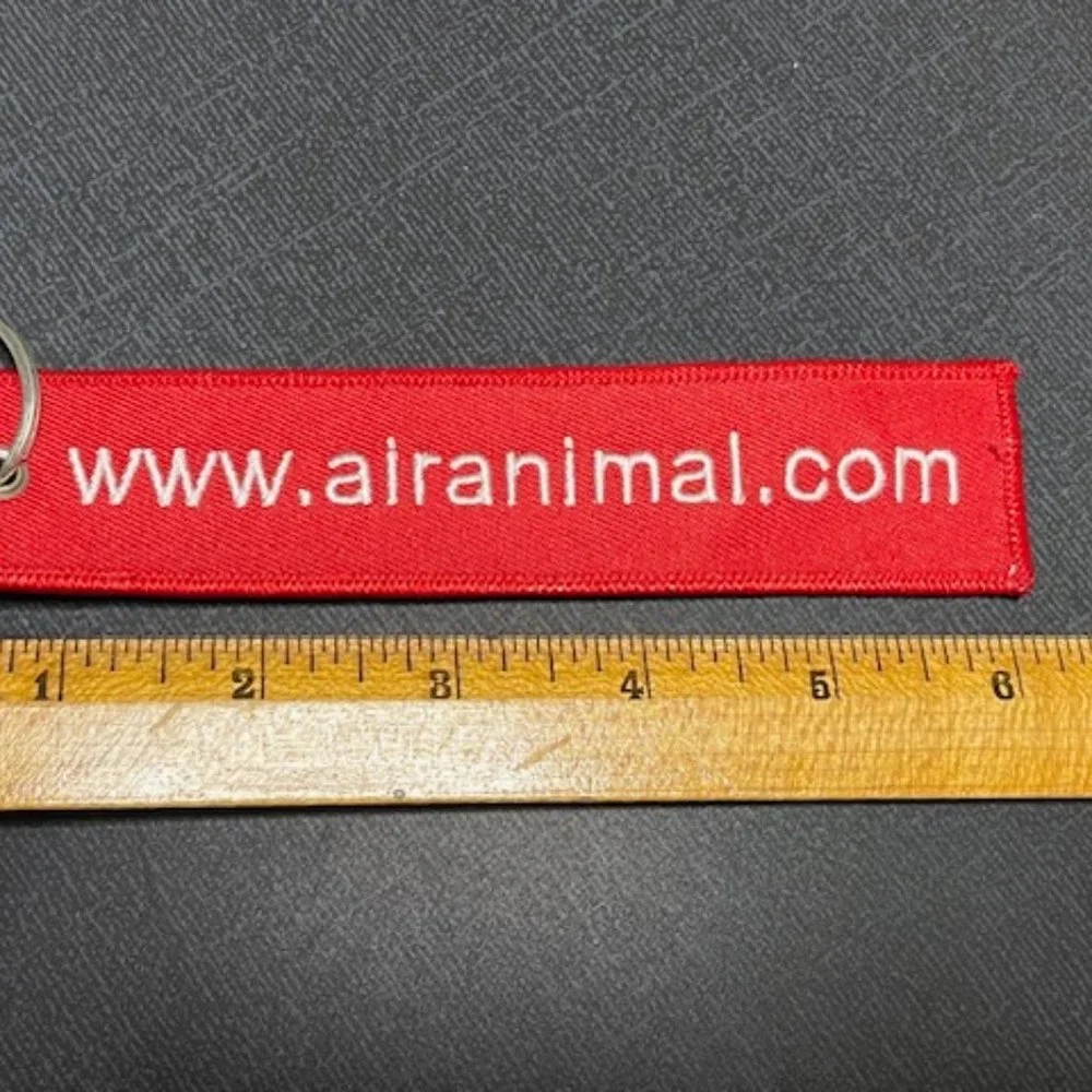 Air Animal Pet Movers Embroidered Red/White Luggage Tag Keychain 5.75